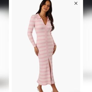 Petal & Pup Pink Striped Long Sleeve Dress